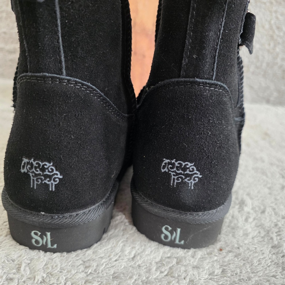 SuperLamb Argali Black Suede Sheepskin Lined Winter Boots Women 10 Narrow‎ NEW - Picture 3 of 7